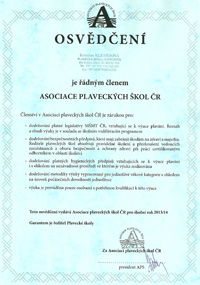 Certifikát Asociace plaveckých škol